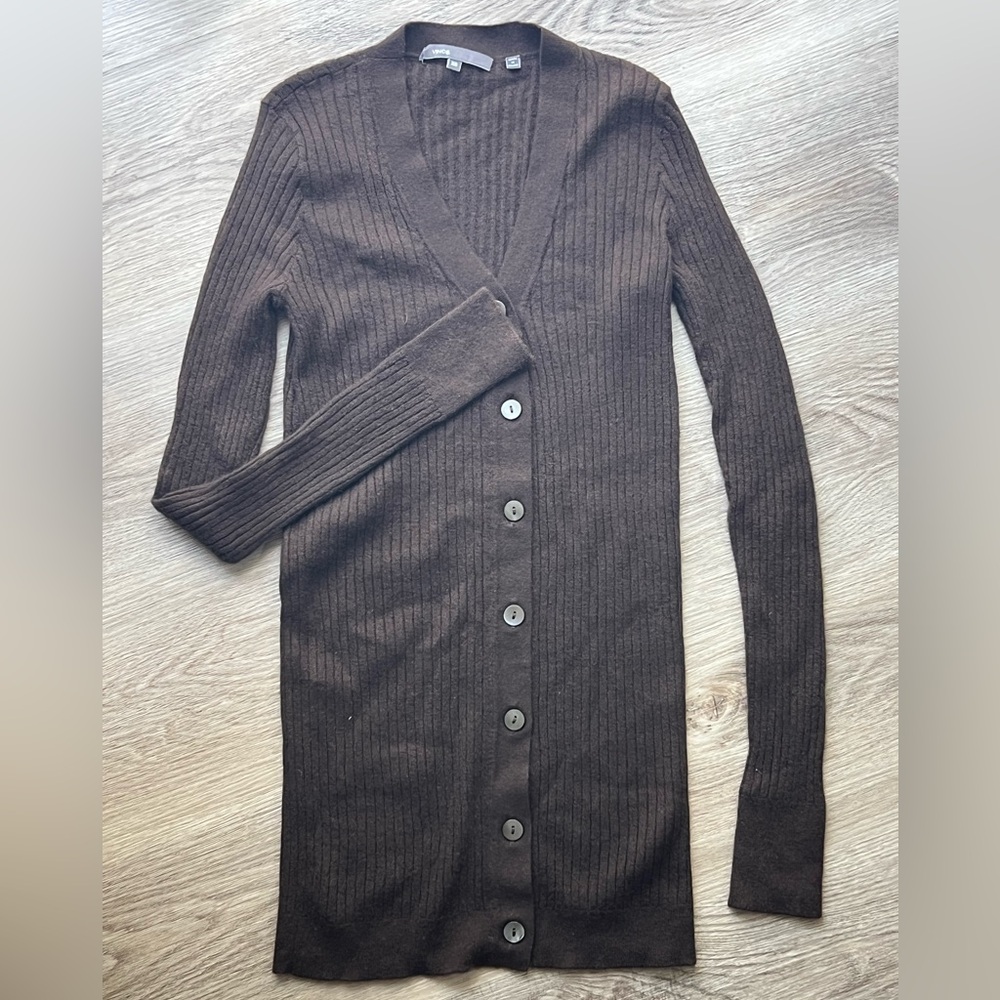 Vince Chocolate Knit Cardigan 100% cashmere